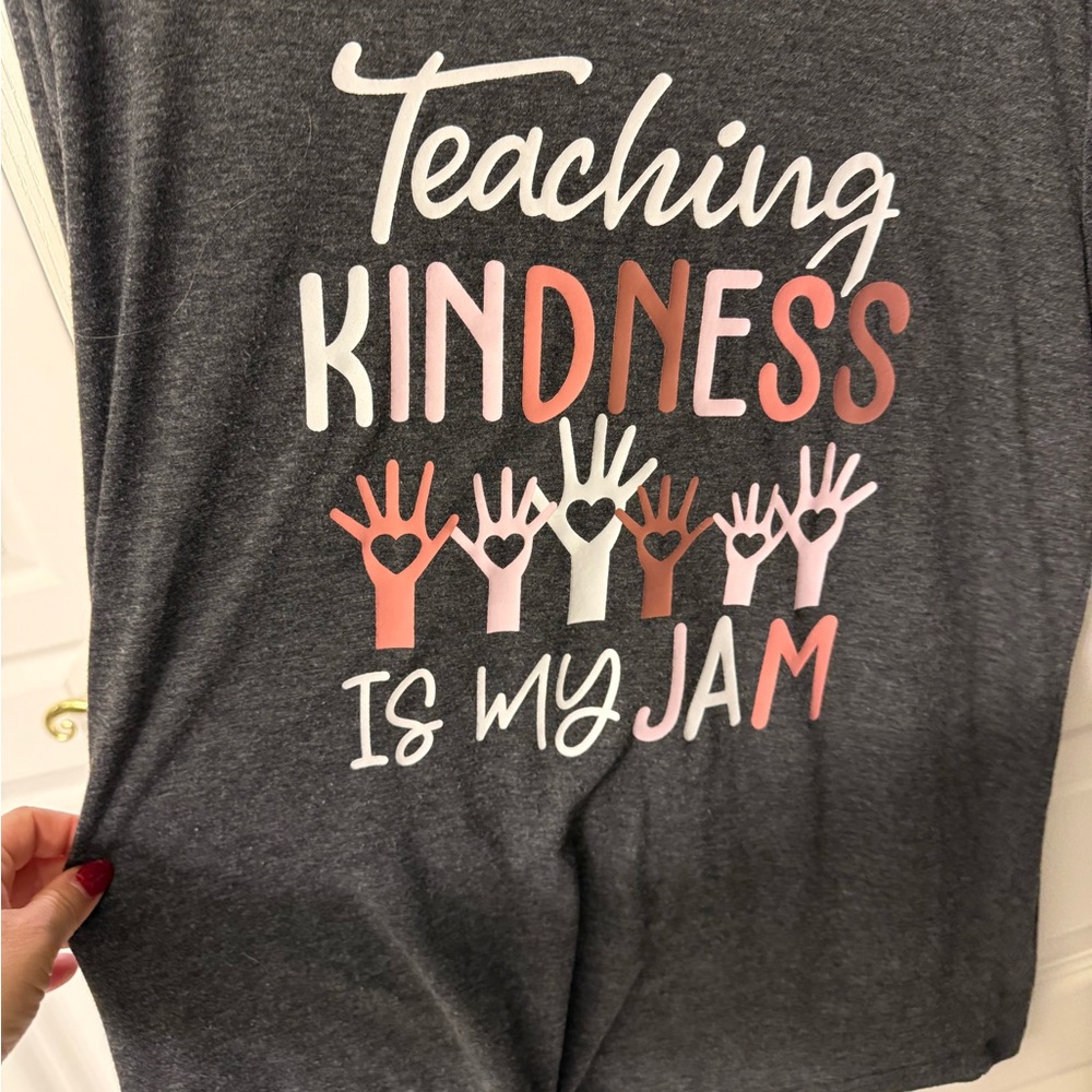 Gray Graphic Tee with Colorful Print